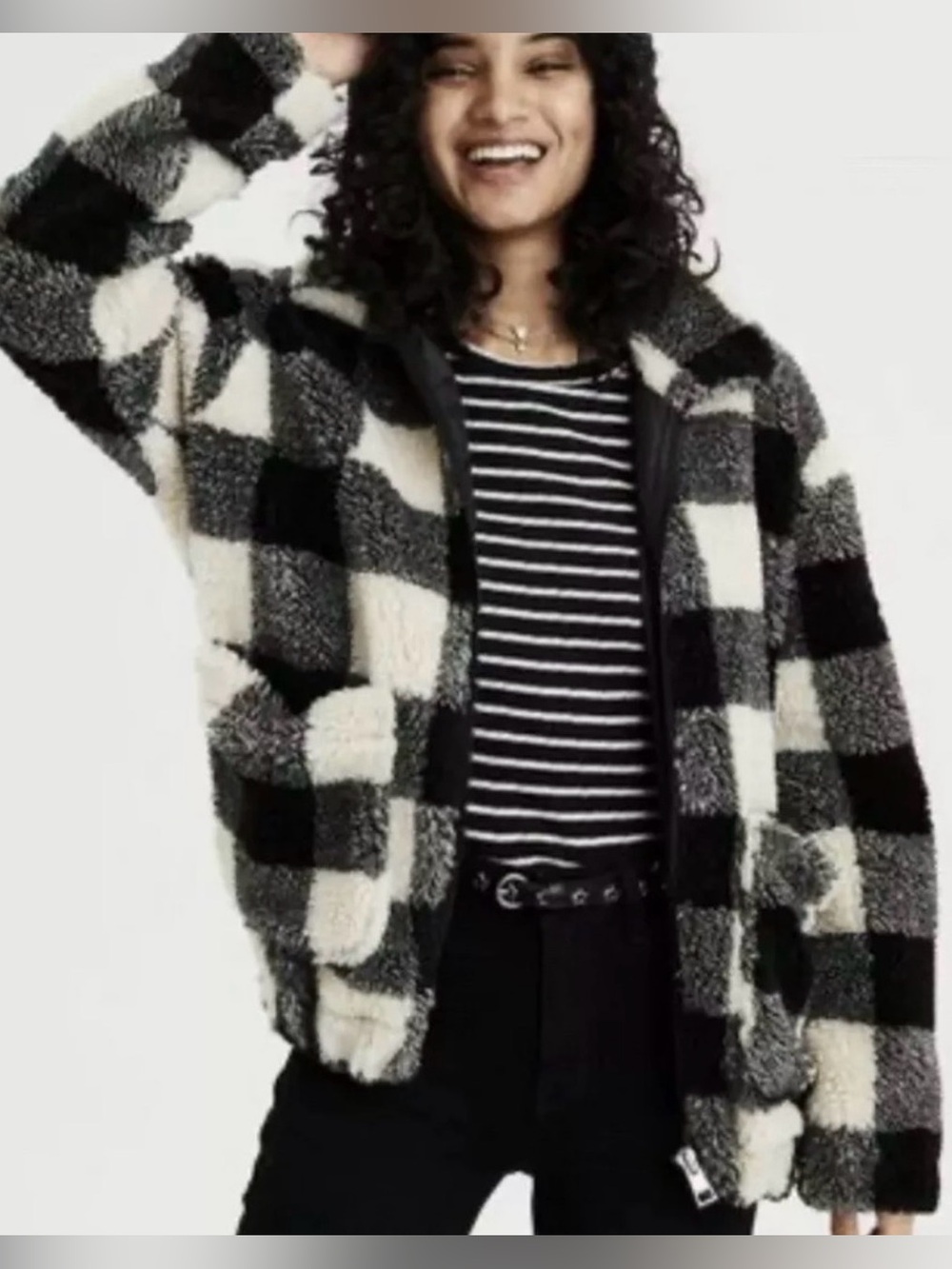 American Eagle Buffalo Plaid Sherpa. cozy, oversized